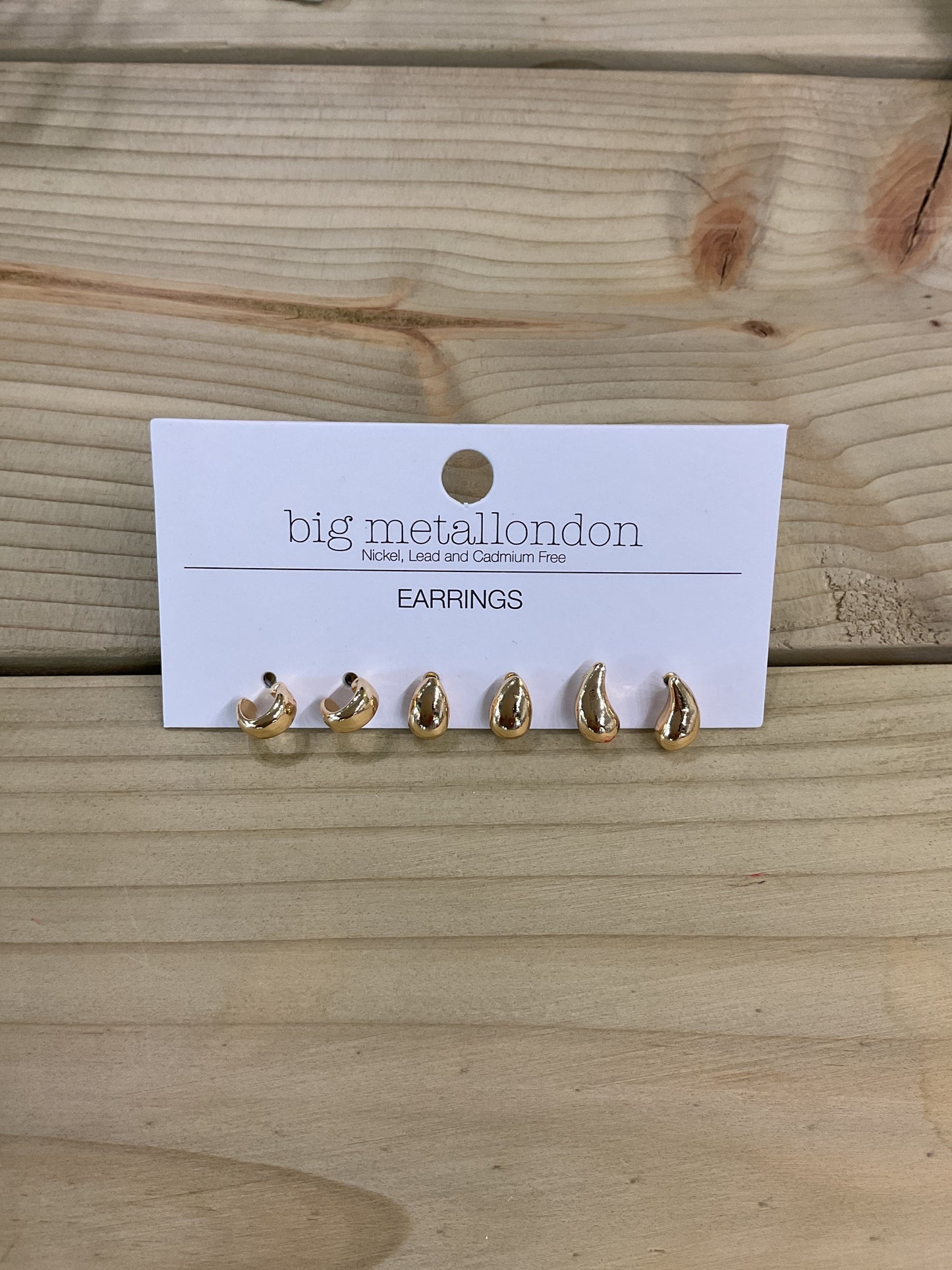 Gold Trio Pear Drop Earrings