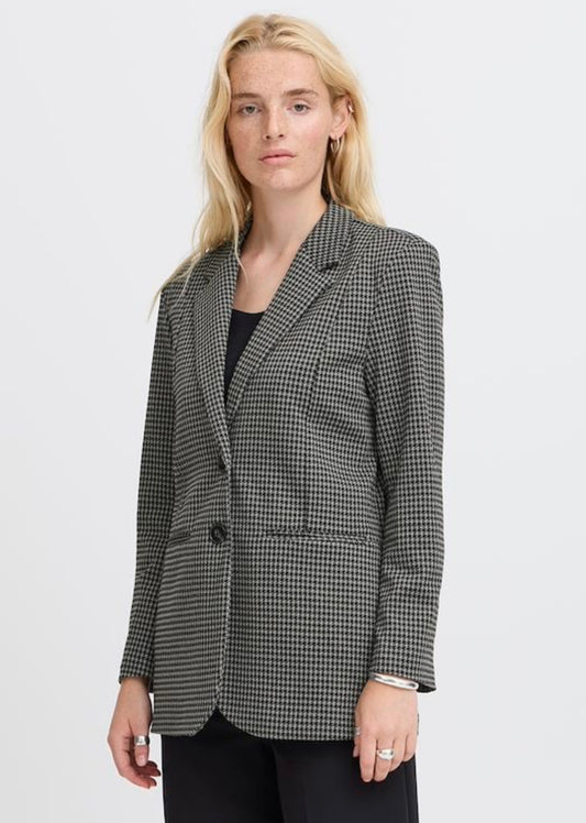 KATE HOUNDSTOOTH OVERSIZE BLAZER - Black/Grey Houndstooth