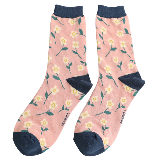 Bamboo Socks - Pink Daisy