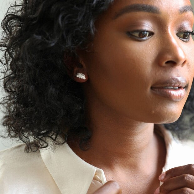 Lisa Angel Feather Earrings - Silver