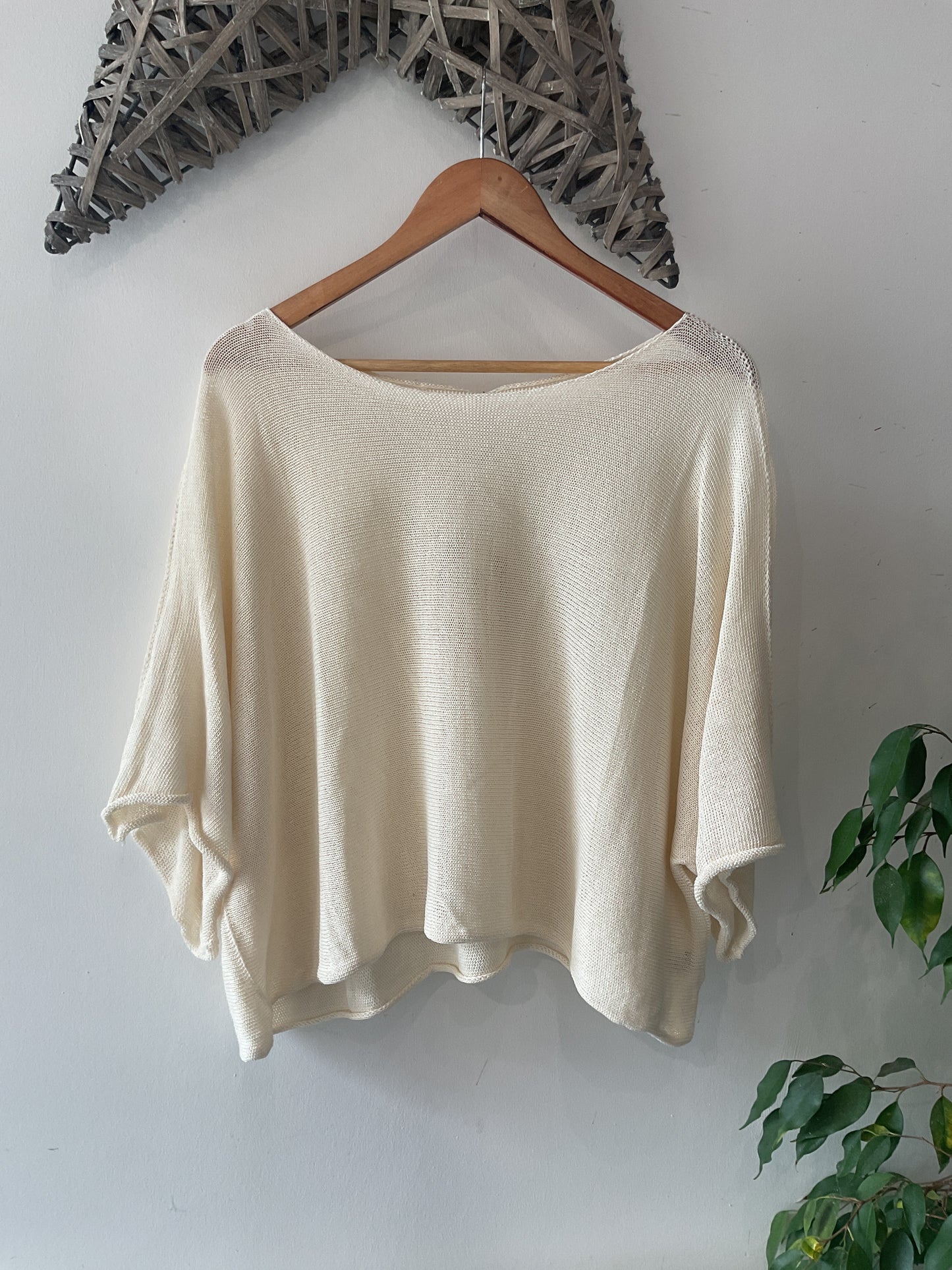 Crochet 1/2 Sleeve Top - Cream