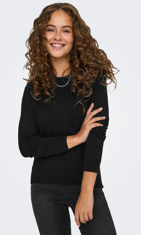 VENICE L/S O-NECK PULLOVER KNIT - Black