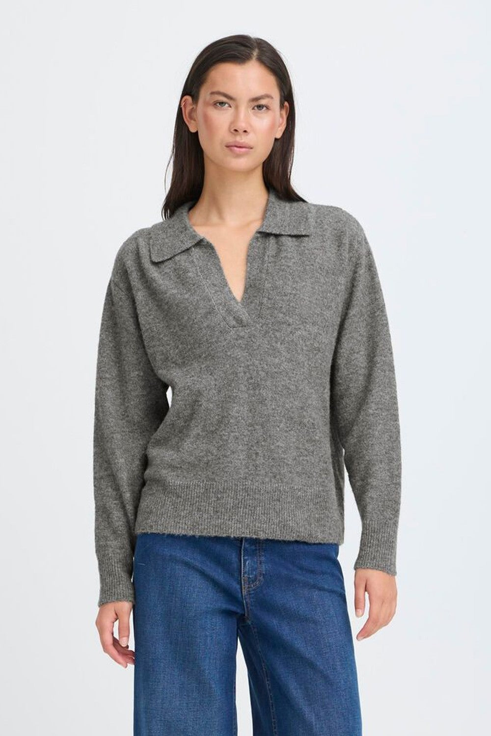 MACON LS KNIT JUMPER - Dark Grey Melange