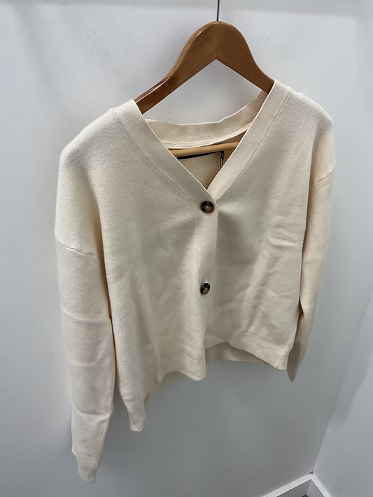 SABA FULL NEEDLE LS V-NECK CARDIGAN - Birch