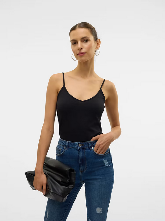 MAXI MY SOFT V-NECK SINGLET - Black