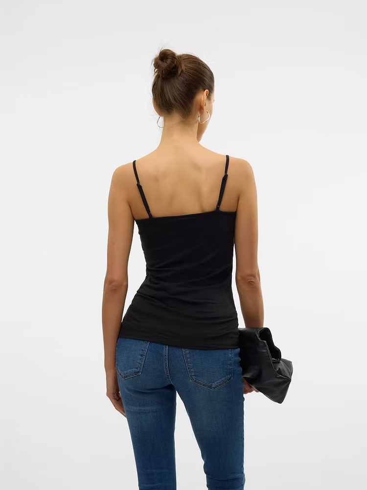 MAXI MY SOFT V-NECK SINGLET - Black