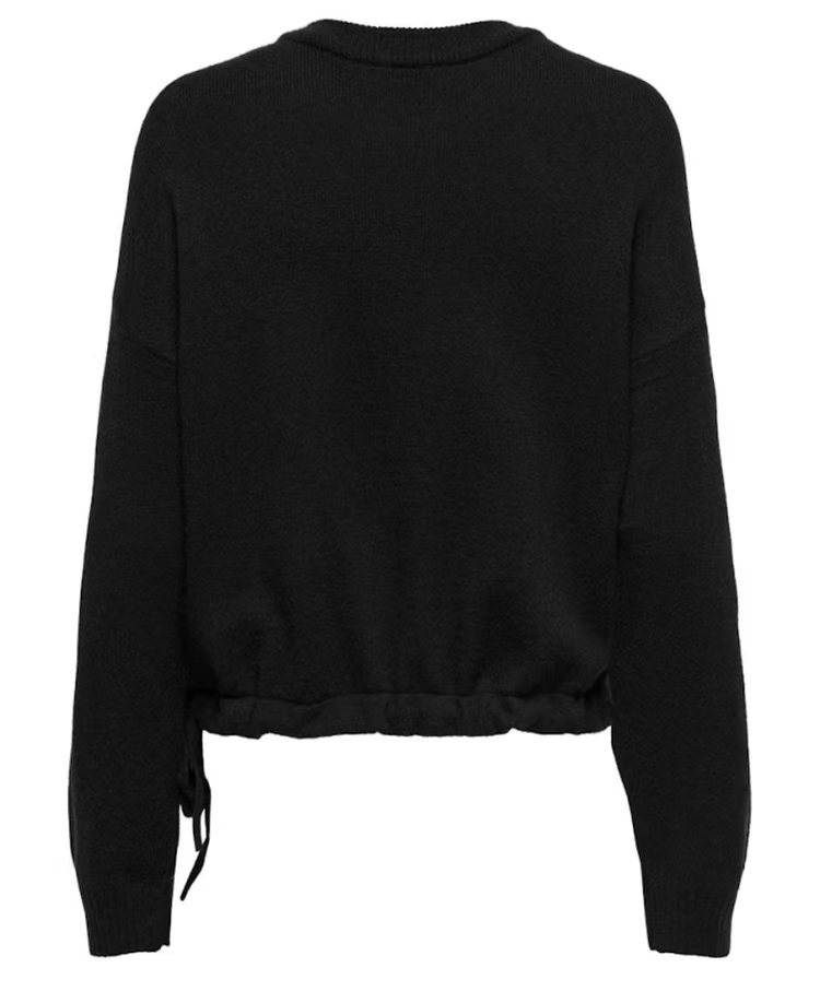 KATIA LS TEXT O-NECK - Black w/Cream