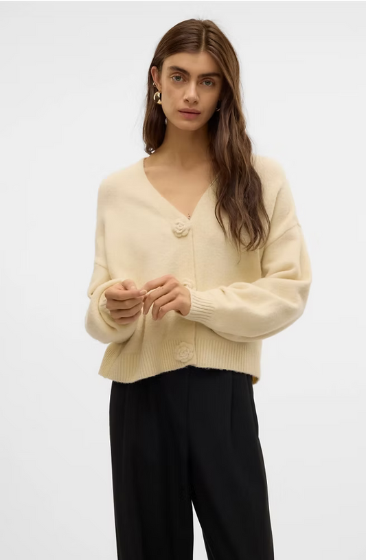 CECILY LS V-NECK CARDIGAN - Birch