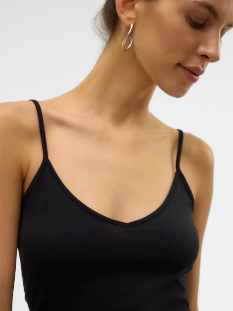MAXI MY SOFT V-NECK SINGLET - Black