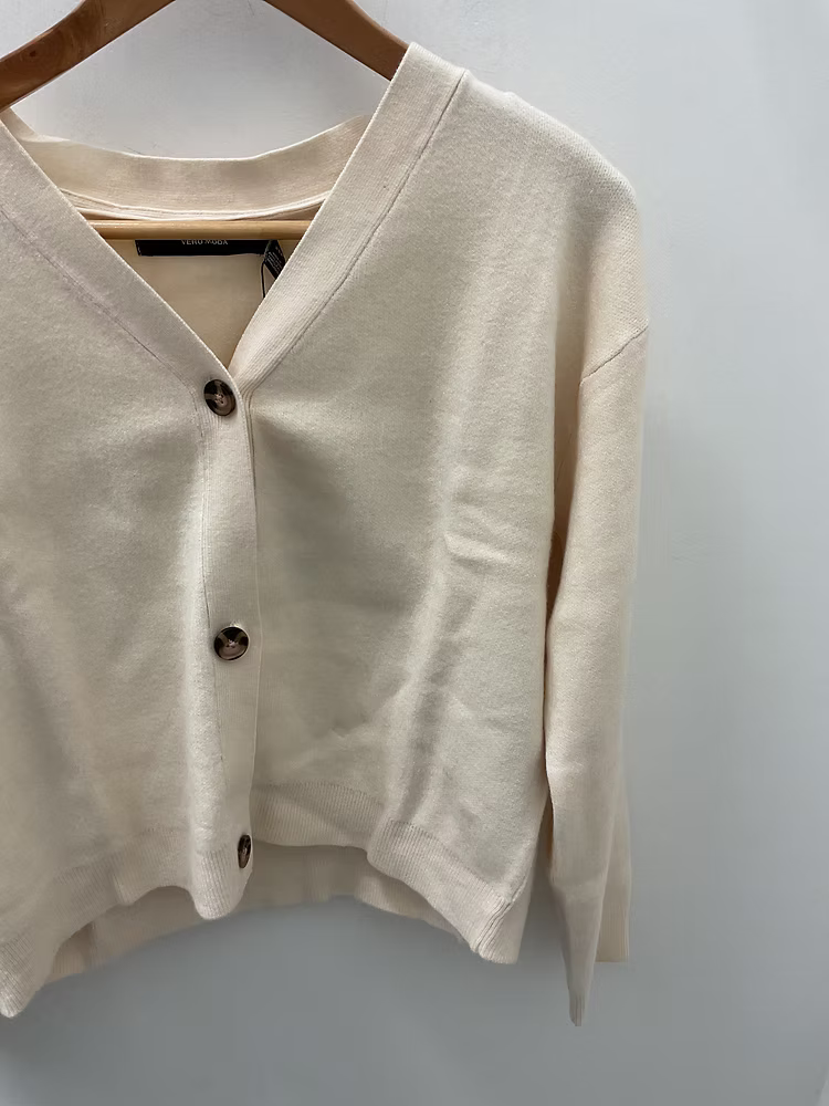 SABA FULL NEEDLE LS V-NECK CARDIGAN - Birch