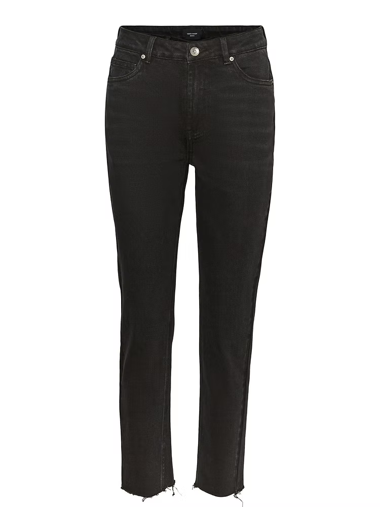 BRENDA HR STARIGHT A CUT JEANS - Black Denim