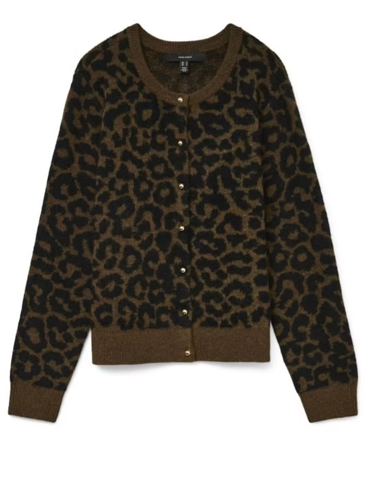 NEWKAI LS O-NECK CARDIGAN - Silver Mink/ Chocolate
