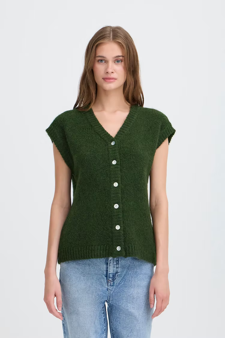 BELABLUE KNIT TANK CARDI - Rifle Green