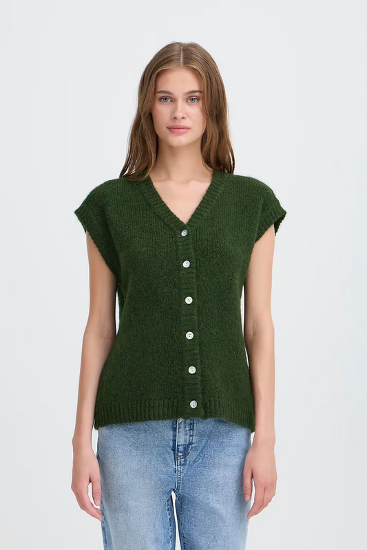 BELABLUE KNIT TANK CARDI - Rifle Green