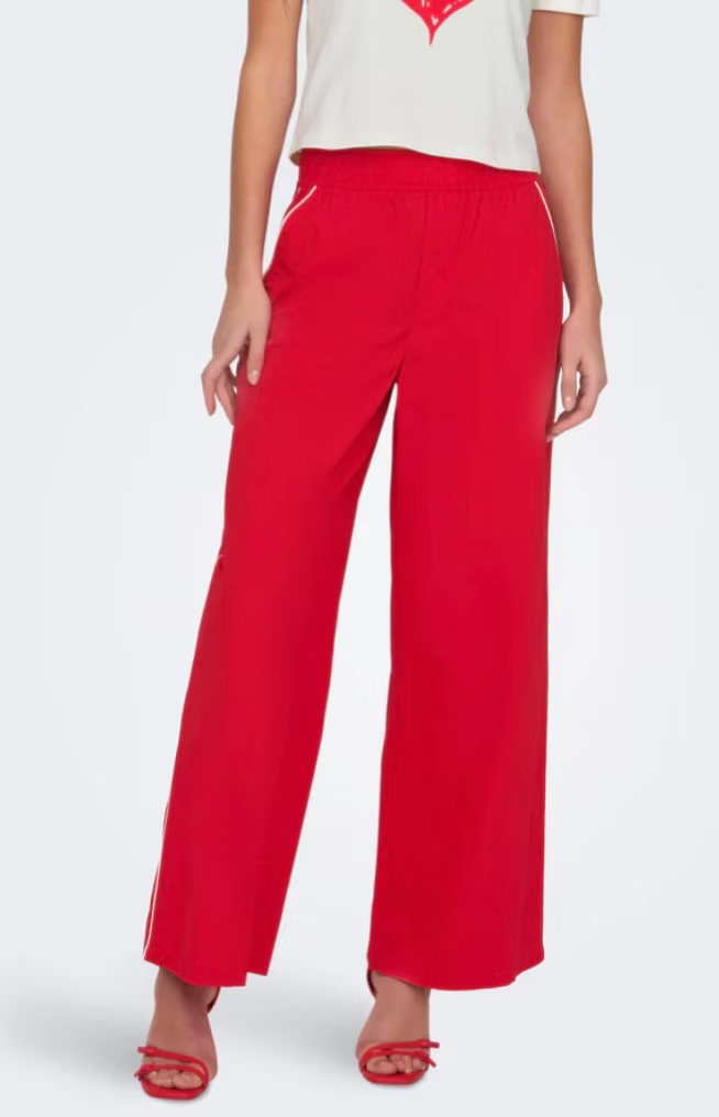 ZORA MW PULL-UP PIPING PANT - High Risk Red/Cloud Dancer