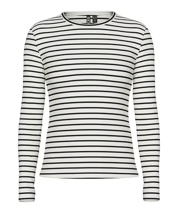 RUKA LS TOP JRS - Cloud Dancer/Black