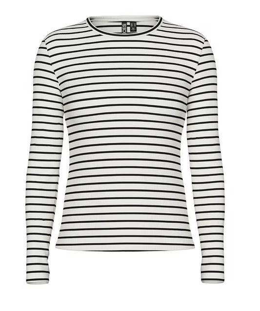 RUKA LS TOP JRS - Cloud Dancer/Black