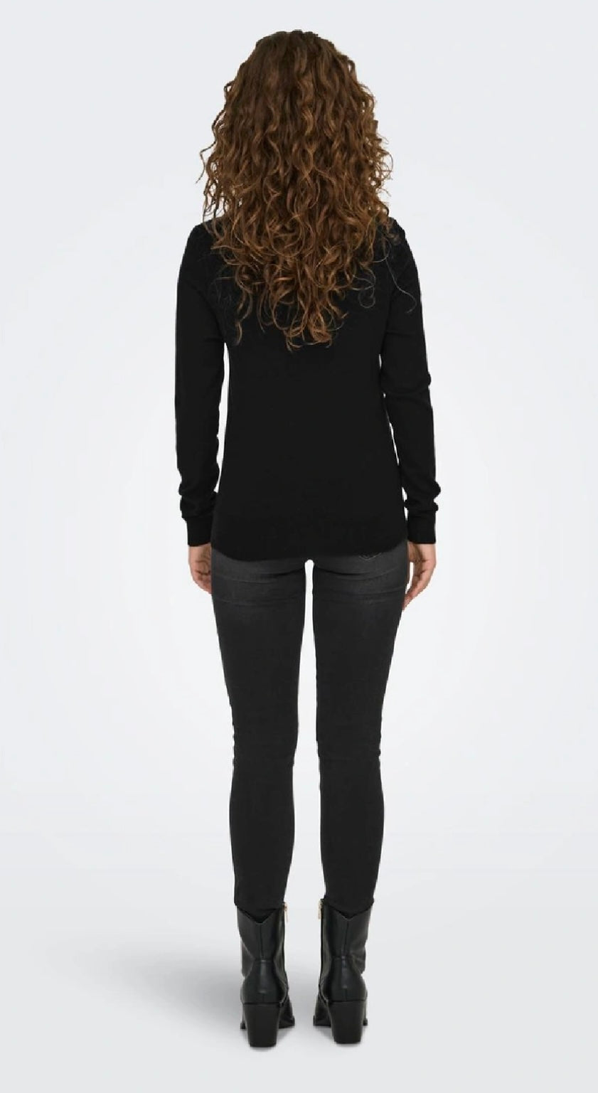 VENICE L/S O-NECK PULLOVER KNIT - Black