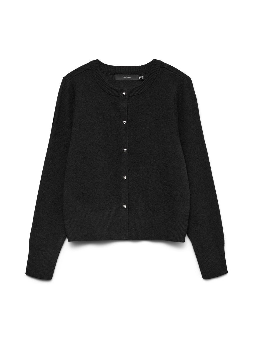 KACY LS O-NECK CARDIGAN - Black