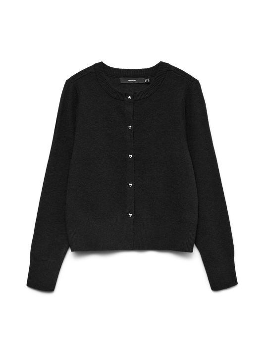 KACY LS O-NECK CARDIGAN - Black