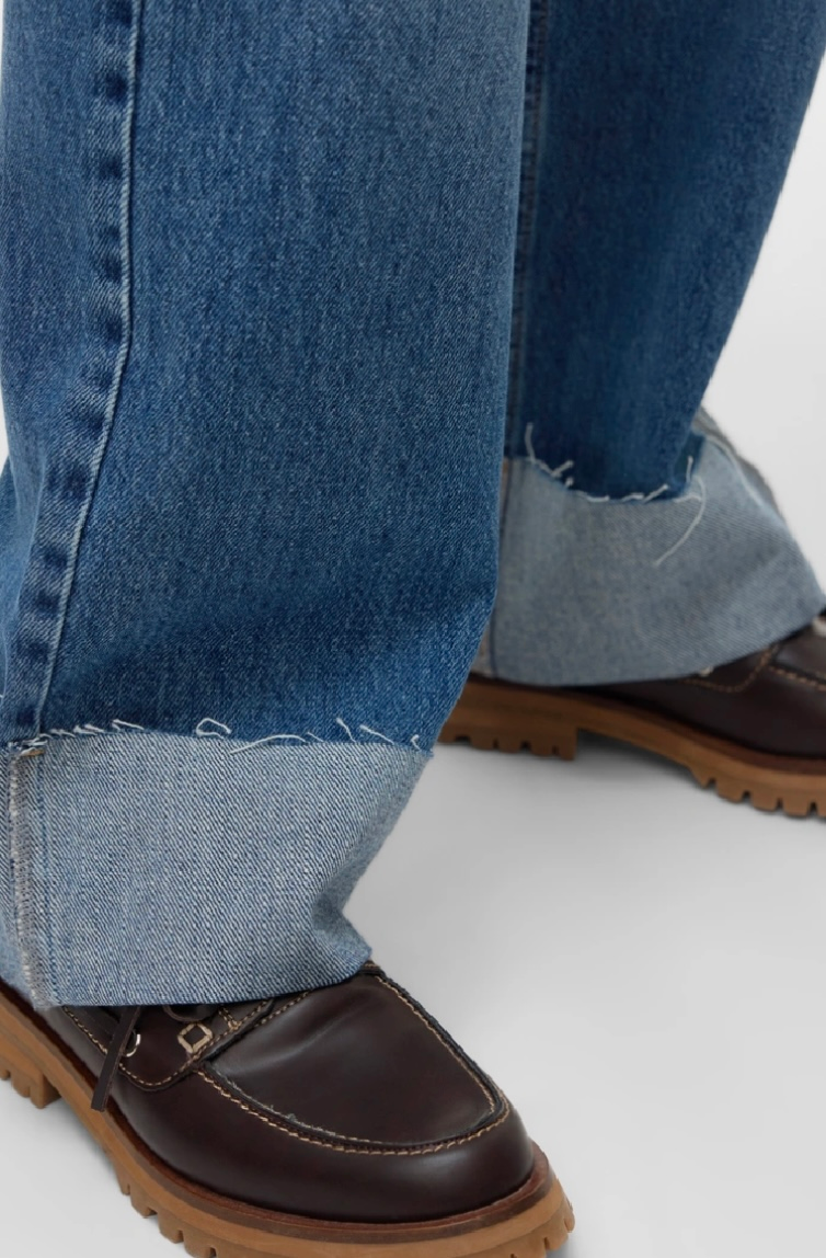 ALLISON Straight Foldup Jeans - Medium Blue