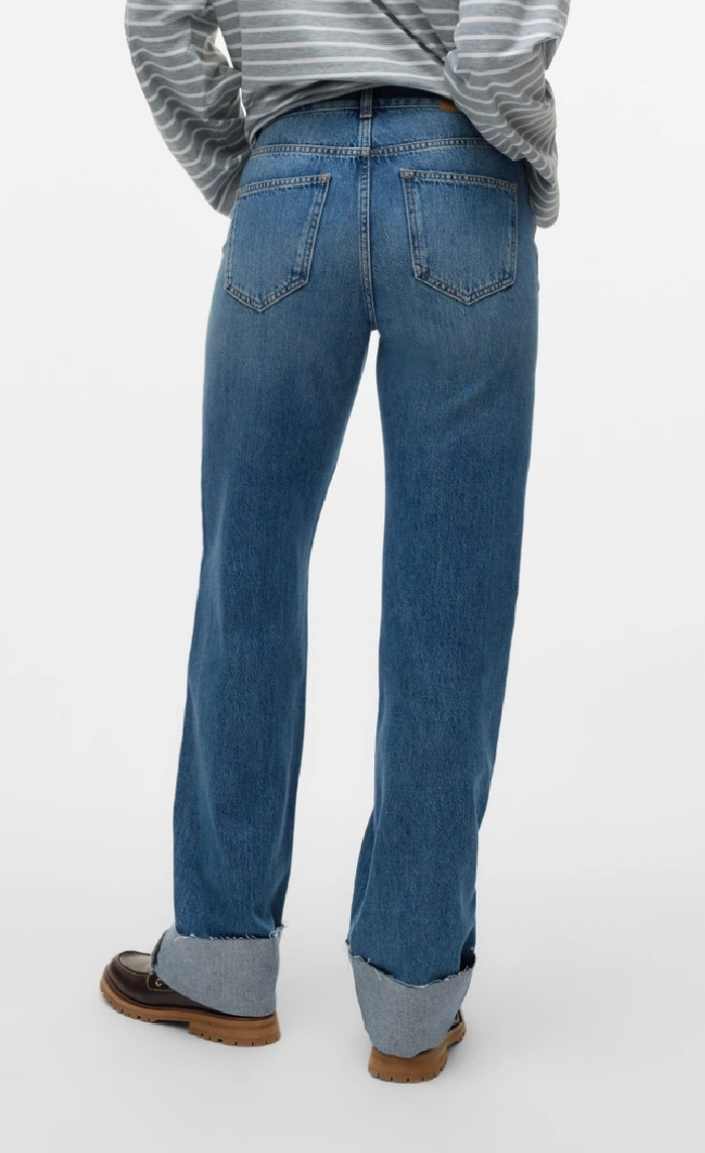 ALLISON Straight Foldup Jeans - Medium Blue