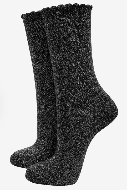 Silver Glitter Socks