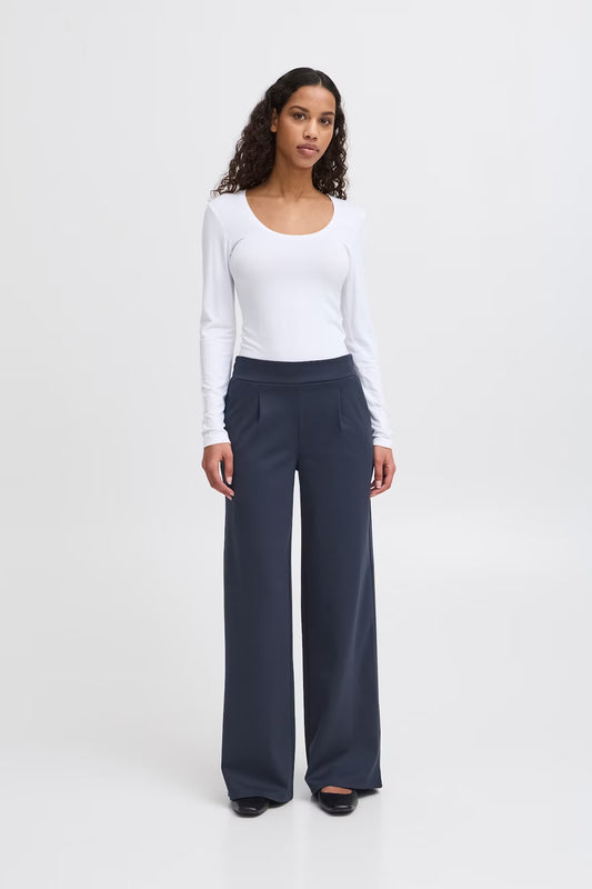KATE SUS LONG WIDE TROUSERS - Total Eclipse