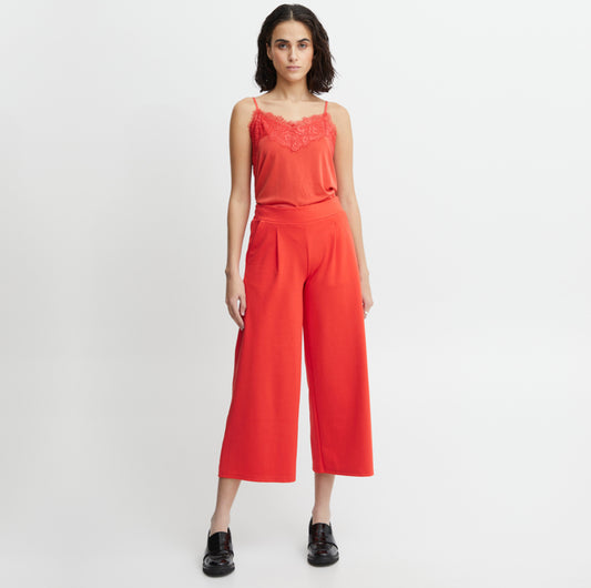 KATE WIDE LEG CROP TROUSER - Tango