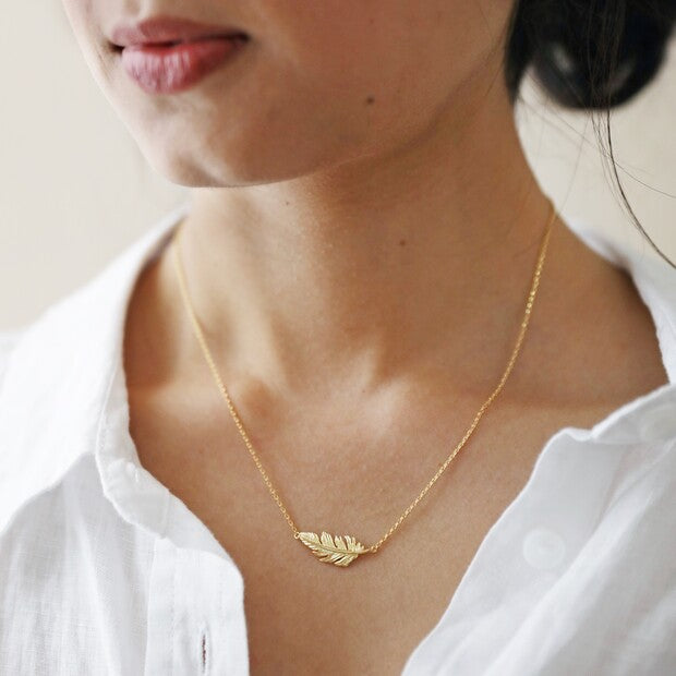 Lisa Angel Feather Necklace - Gold