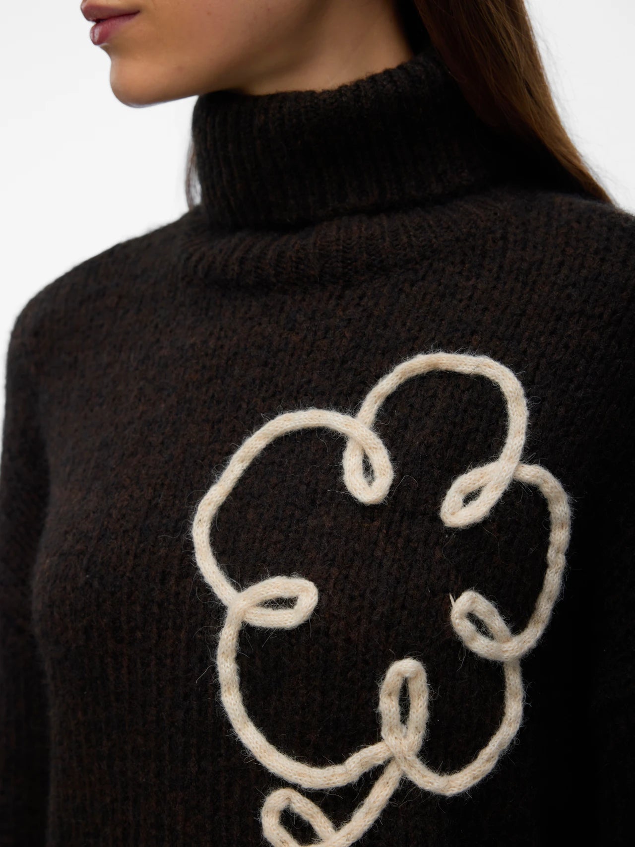 FATIMA LS ROLLNECK PULLOVER - Chocolate Torte/Birch