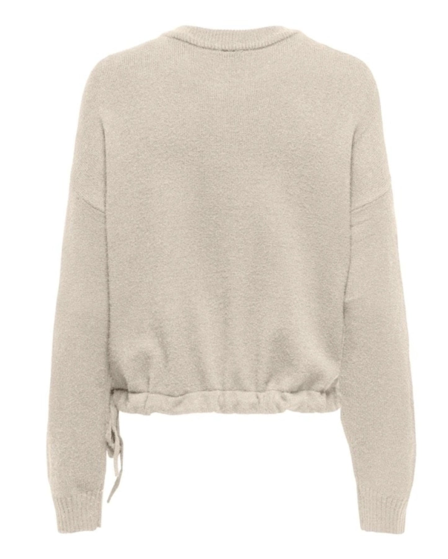 KATIA LS TEXT O-NECK - Cream w/ Red