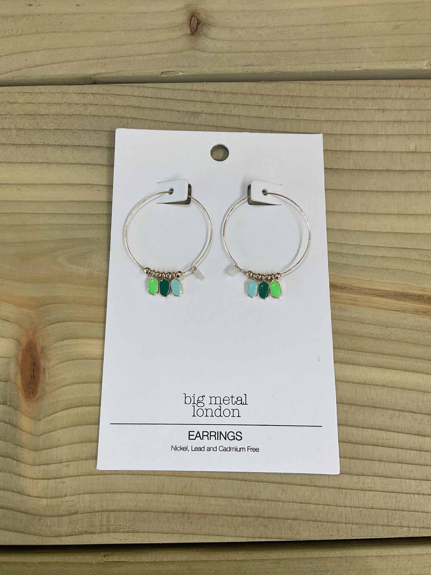 Gold hoops with multi coloured drops