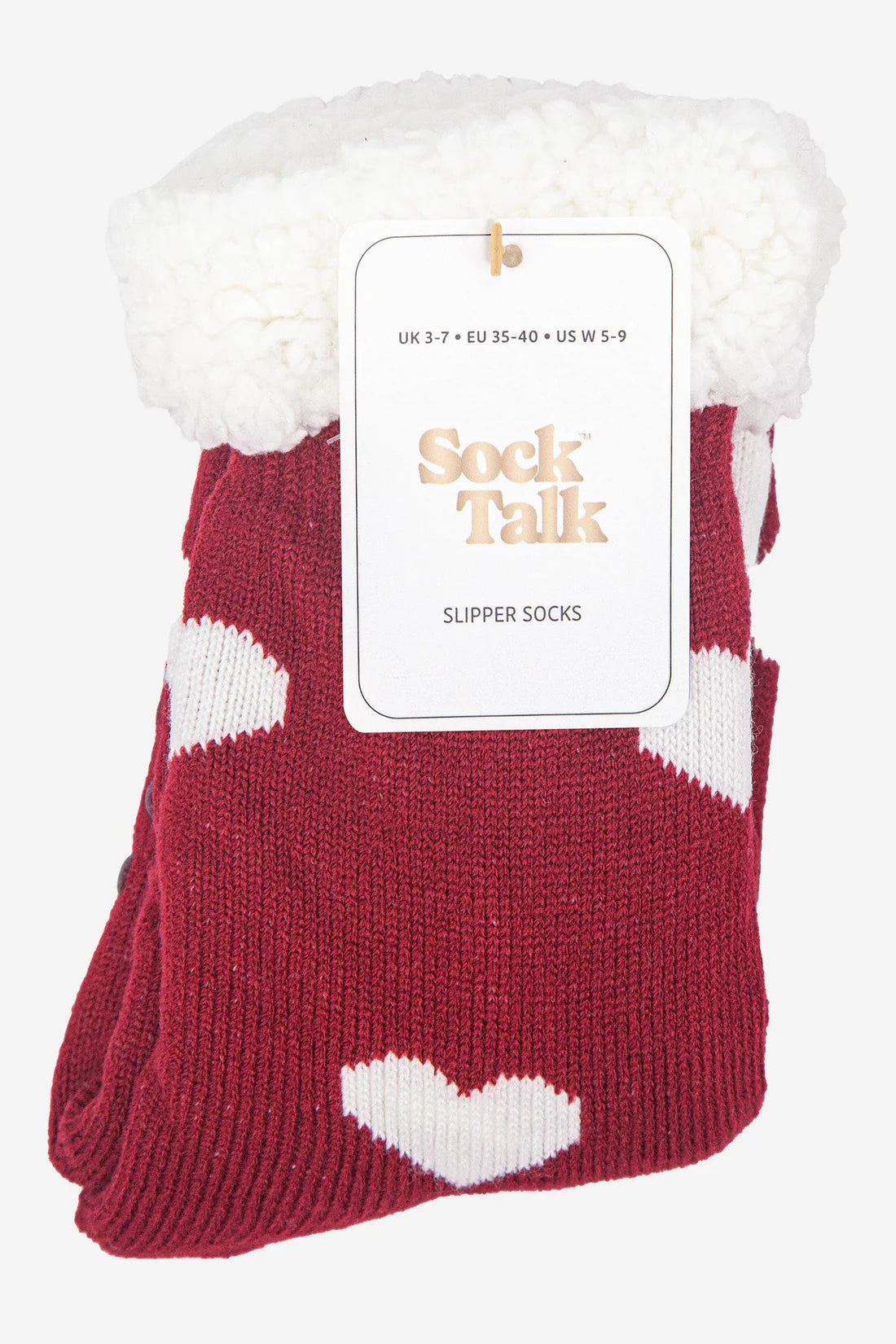 Slipper Socks - Red Hearts