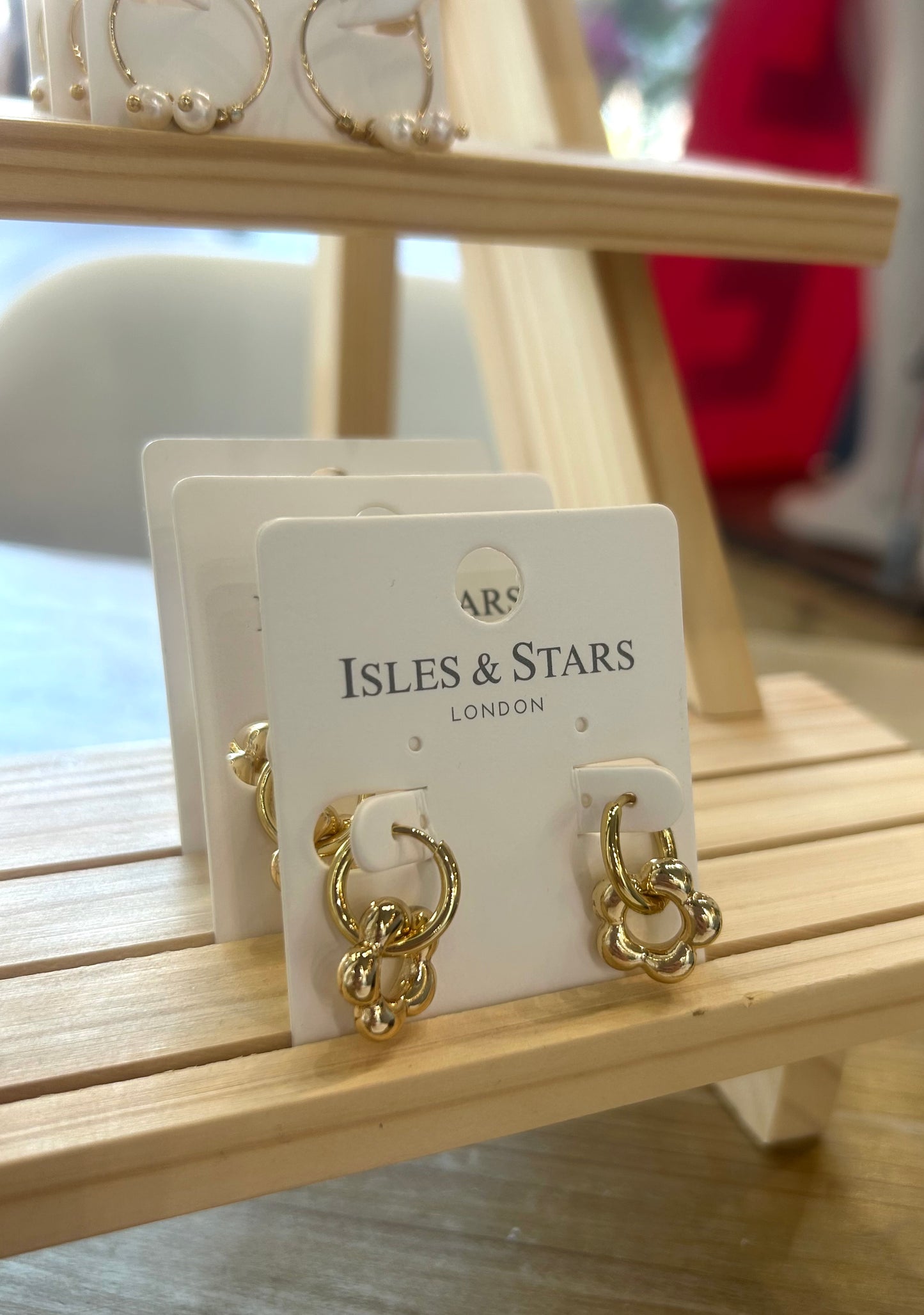Flower Hoop Earrings- Gold