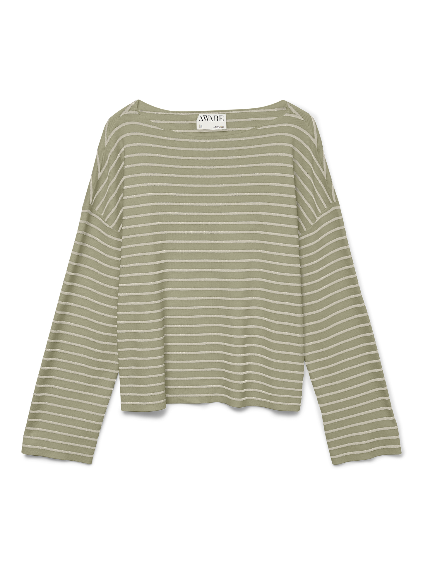 PEONI LS BOAT NECK - Bog/Bone White