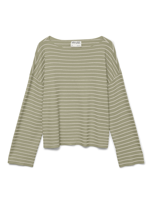 PEONI LS BOAT NECK - Bog/Bone White