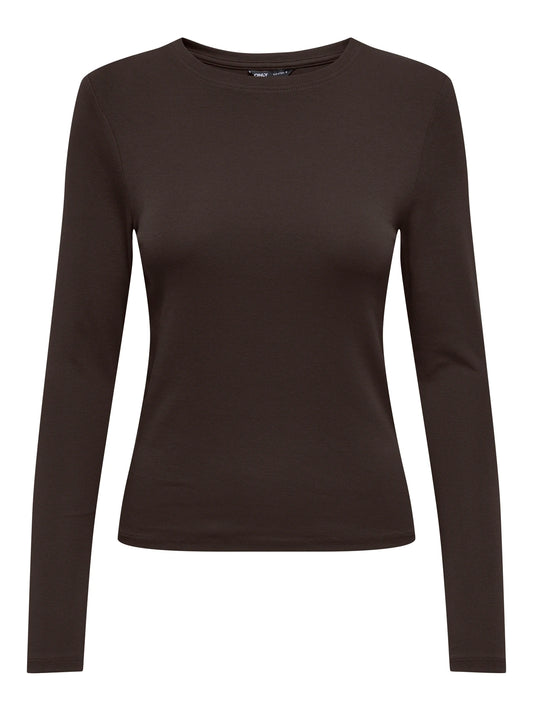 RILEY O-NECK L/S TOP JRS - Black Coffee