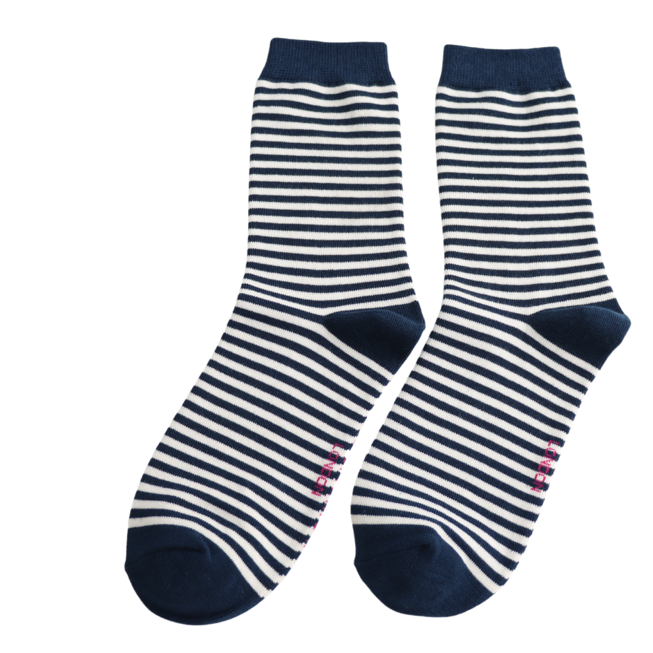 Bamboo Socks - Navy Stripe