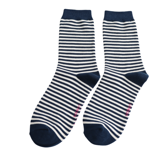 Bamboo Socks - Navy Stripe