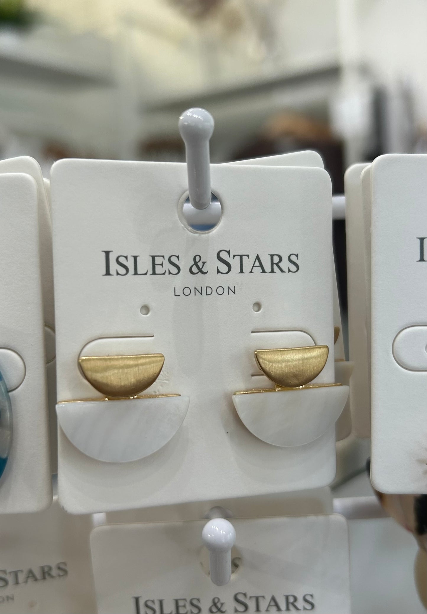 Semi Circle Earrings- Gold/ Ivory