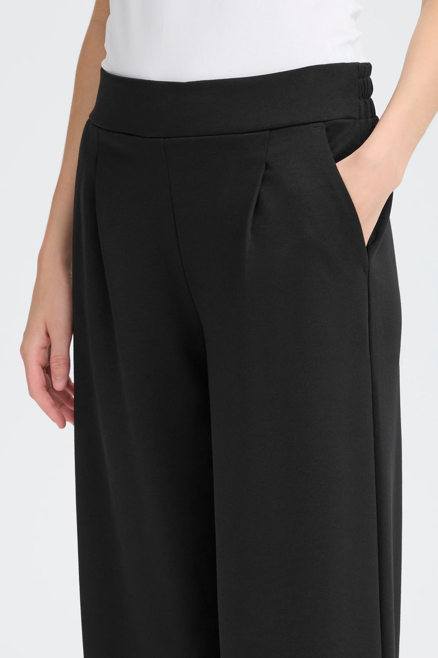KATE SUS LONG WIDE TROUSERS - Black