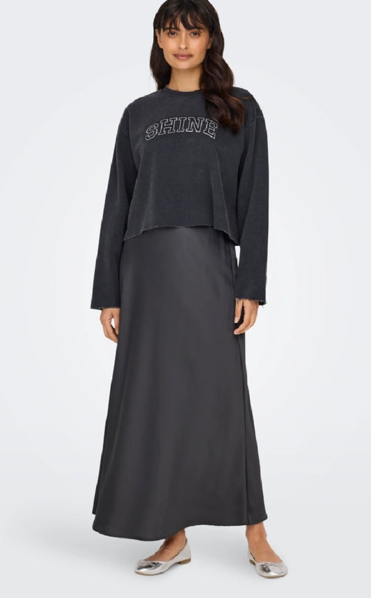 CHIGO ANKLE SATIN SKIRT - Black