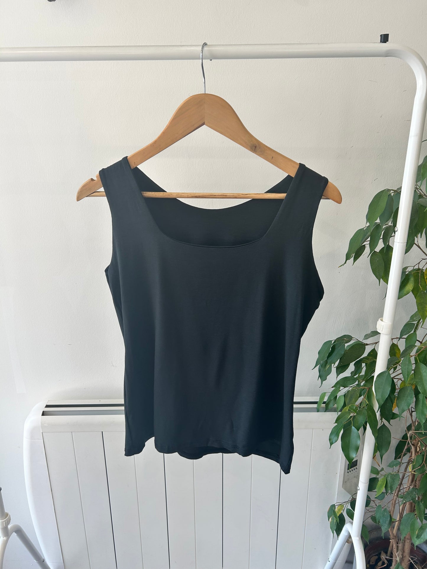 Square Neck Vest Top - Black
