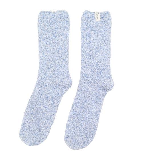 Fluffy Plain Socks - Sky Blue