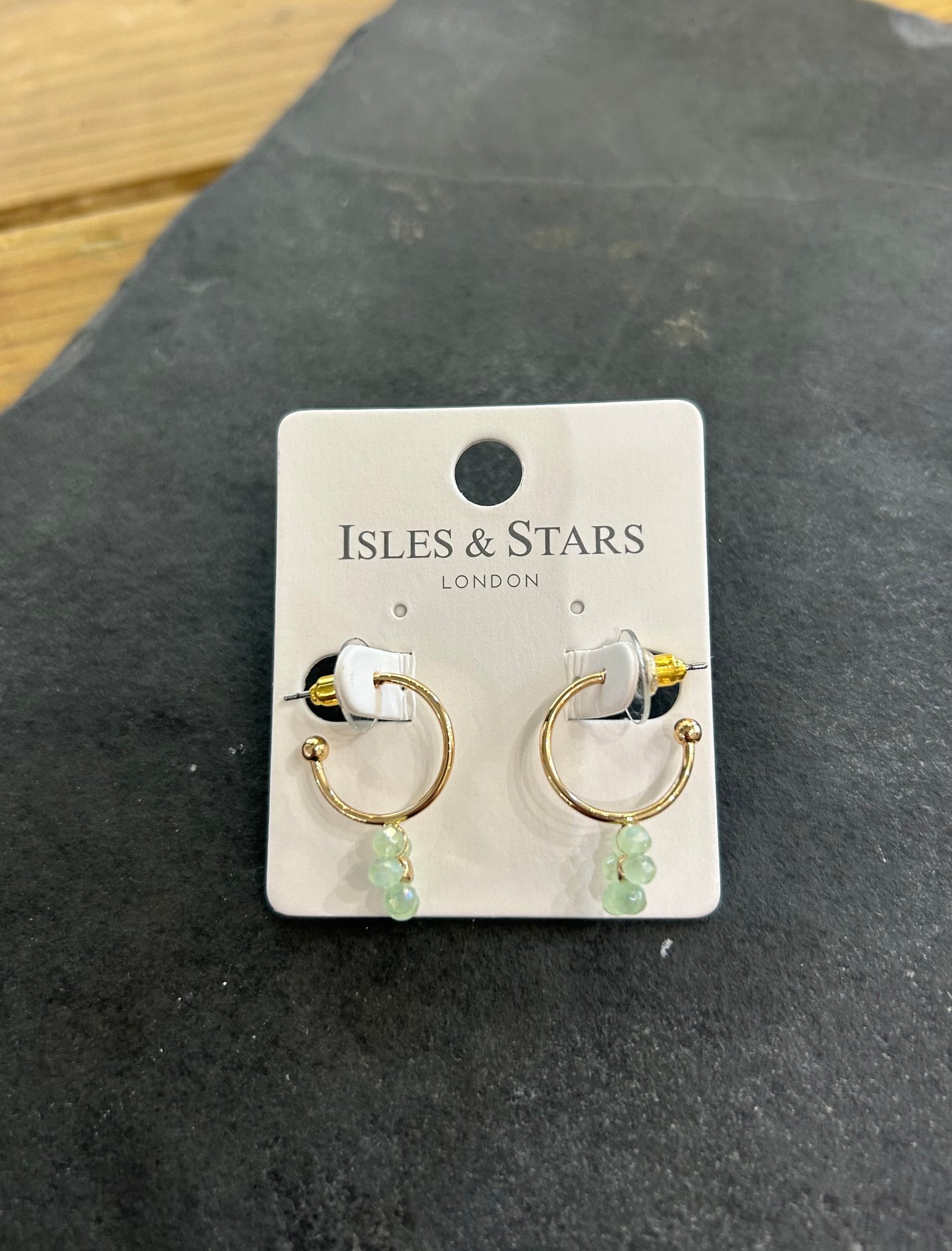 Flower Hoop Earrings - Gold/ Green