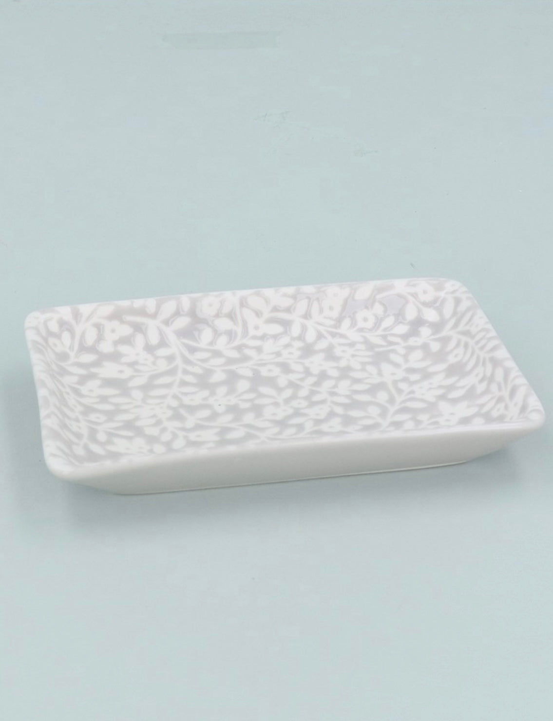 Small Trinket Dish - Grey Floral Vine