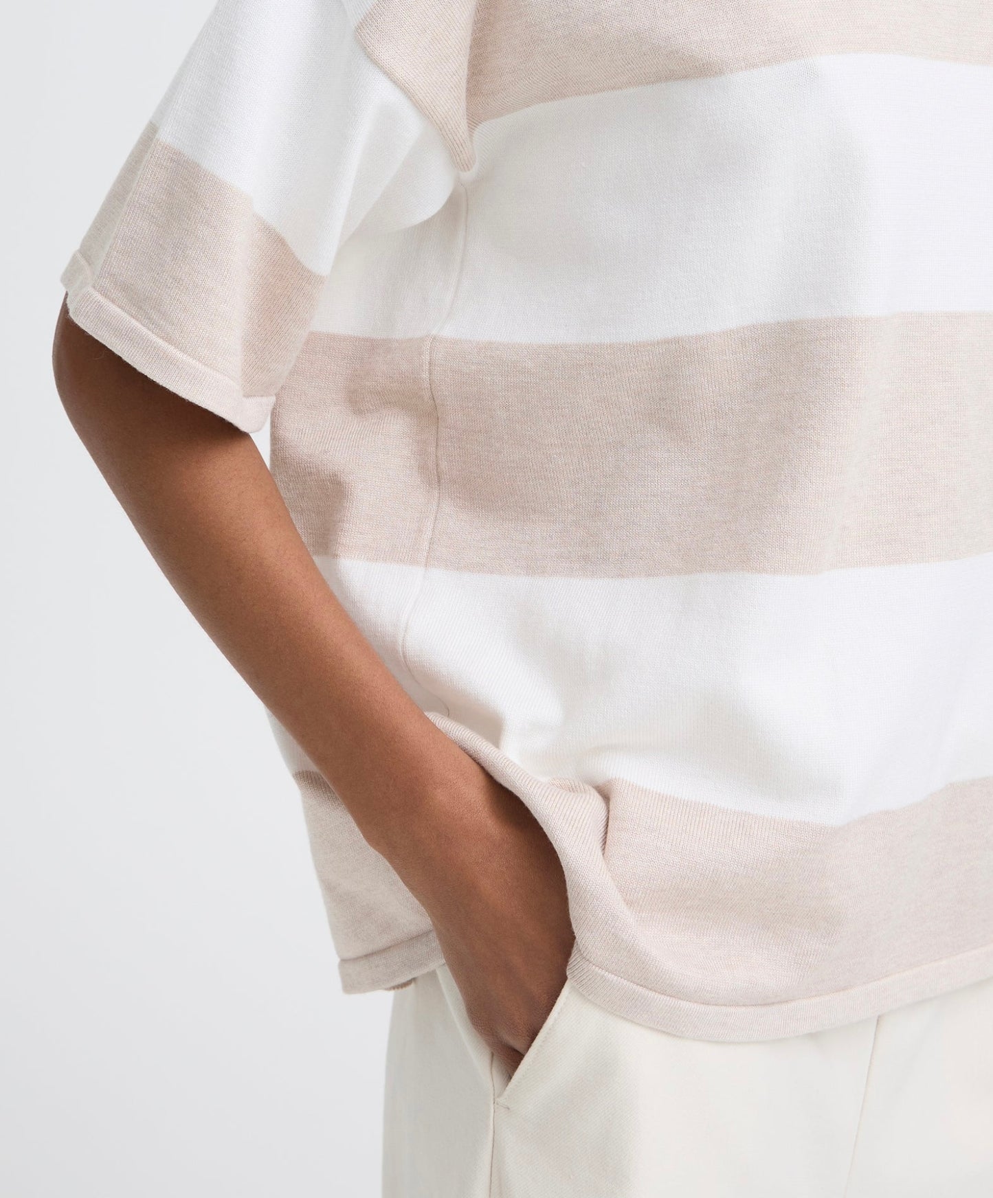 IHLULS WIDE STRIPE PULLOVER - Oatmeal