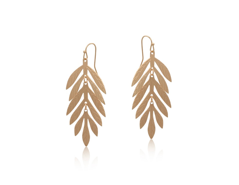 Gold leaf drop earrings