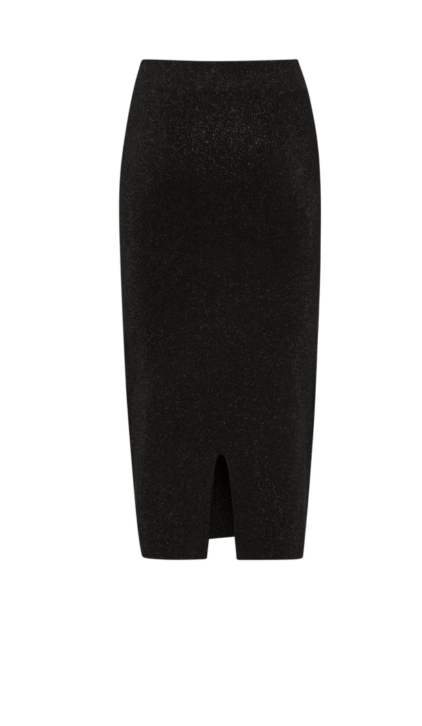 CODY KNIT GLITTER SKIRT - Black